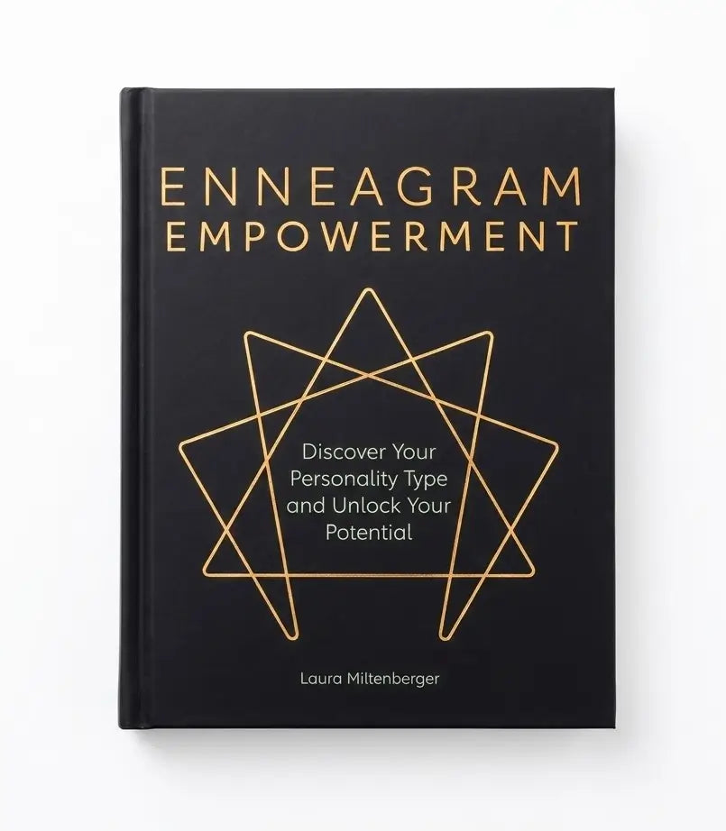 A black hardcover book titled 'ENNEAGRAM EMPOWERMENT' with gold lettering and a gold geometric star outline on the cover, photographed against a clean white background.