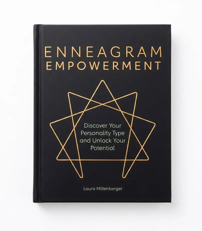 A black hardcover book titled 'ENNEAGRAM EMPOWERMENT' with gold lettering and a gold geometric star outline on the cover, photographed against a clean white background.