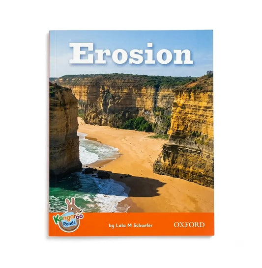 A children's educational book titled 'Erosion' by Lata M. Scharfer, published by Oxford and part of the Kangaroo Books series.