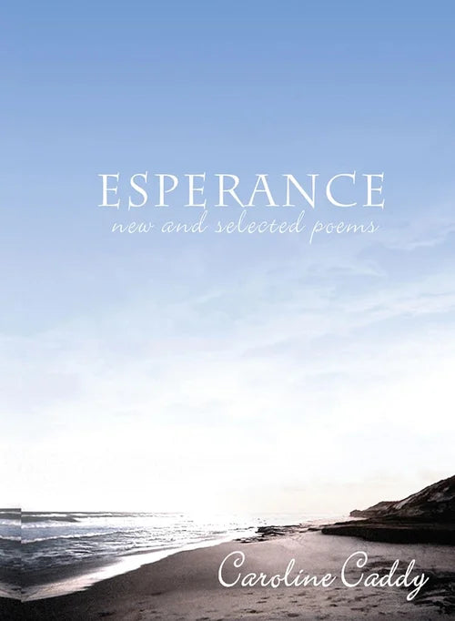 Book cover with 'Esperance' by Caroline Caddy on a beach background