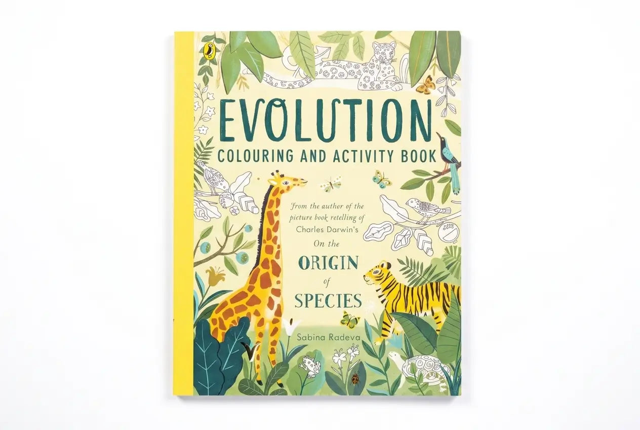 Coloring book cover with animals and text on a white background
