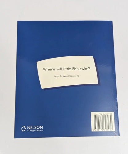 Blue book with a white label on a gray background
