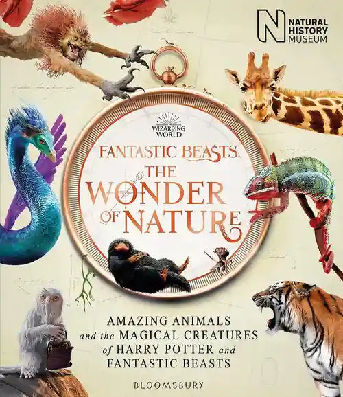 Book cover of 'Fantastic Beasts: The Wonder of Nature' with magical creatures and animals.