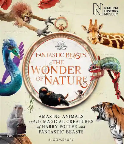 Book cover of 'Fantastic Beasts: The Wonder of Nature' with magical creatures and animals.
