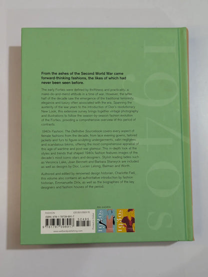 Back cover of a book with text and a barcode on a green background