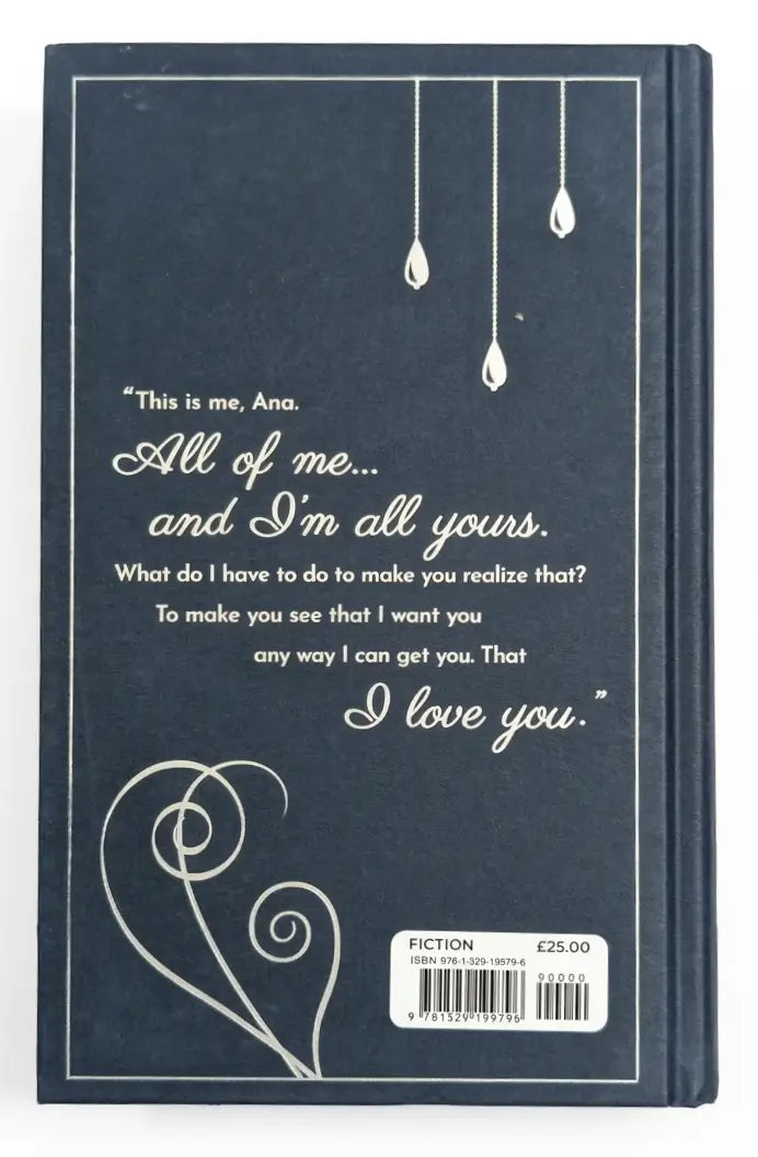 Book cover with a romantic quote on a white background