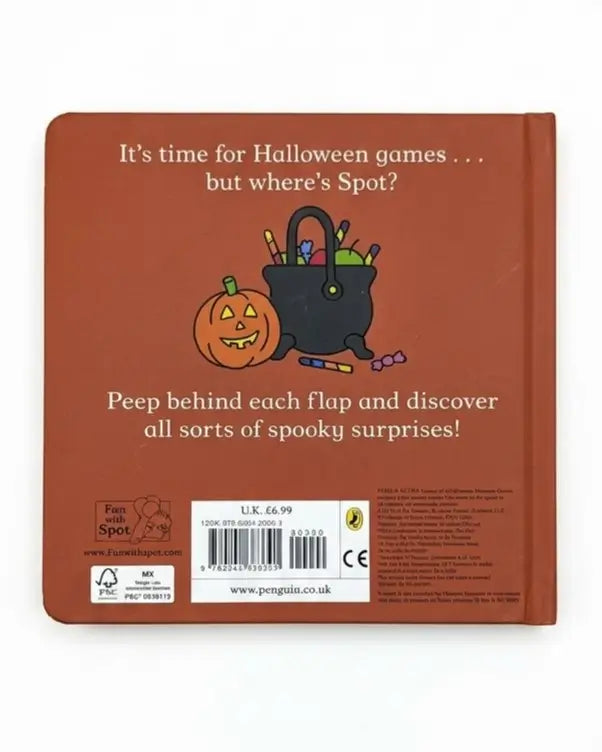 Back cover of a children's book titled 'It's time for Halloween games.