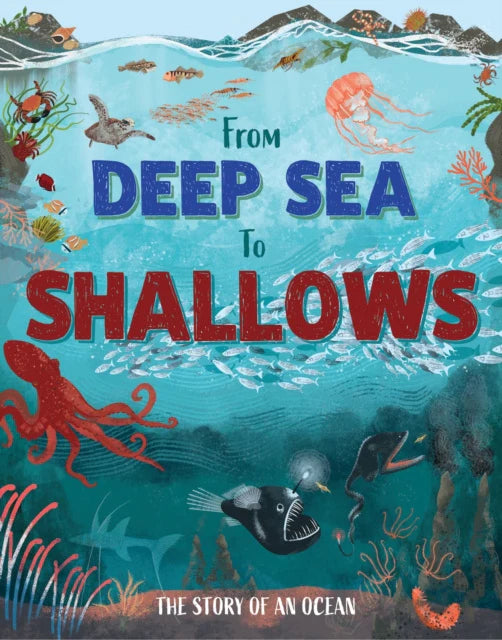 Book cover of 'From Deep Sea to Shallows' with underwater illustrations and text.