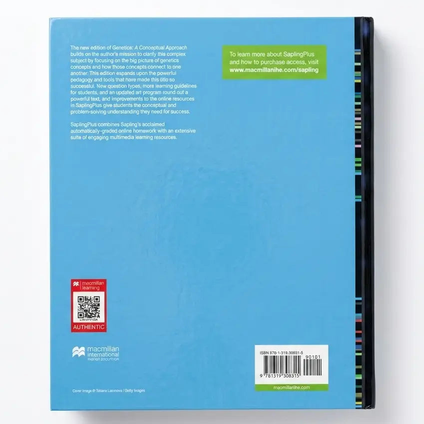 Blue book with a QR code and barcode on a white background