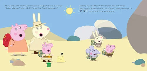 Illustration of cartoon characters in a desert setting with text above.