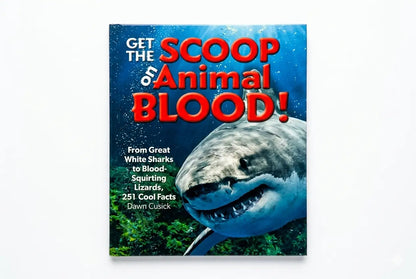 Book cover of 'Animal Blood' with a shark on a blue background