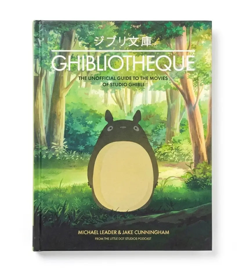 A hardcover book titled 'Ghibtoothe: The Unofficial Guide to the Movies of Studio Ghibho' featuring an illustration of Totoro in a green forest on the cover.