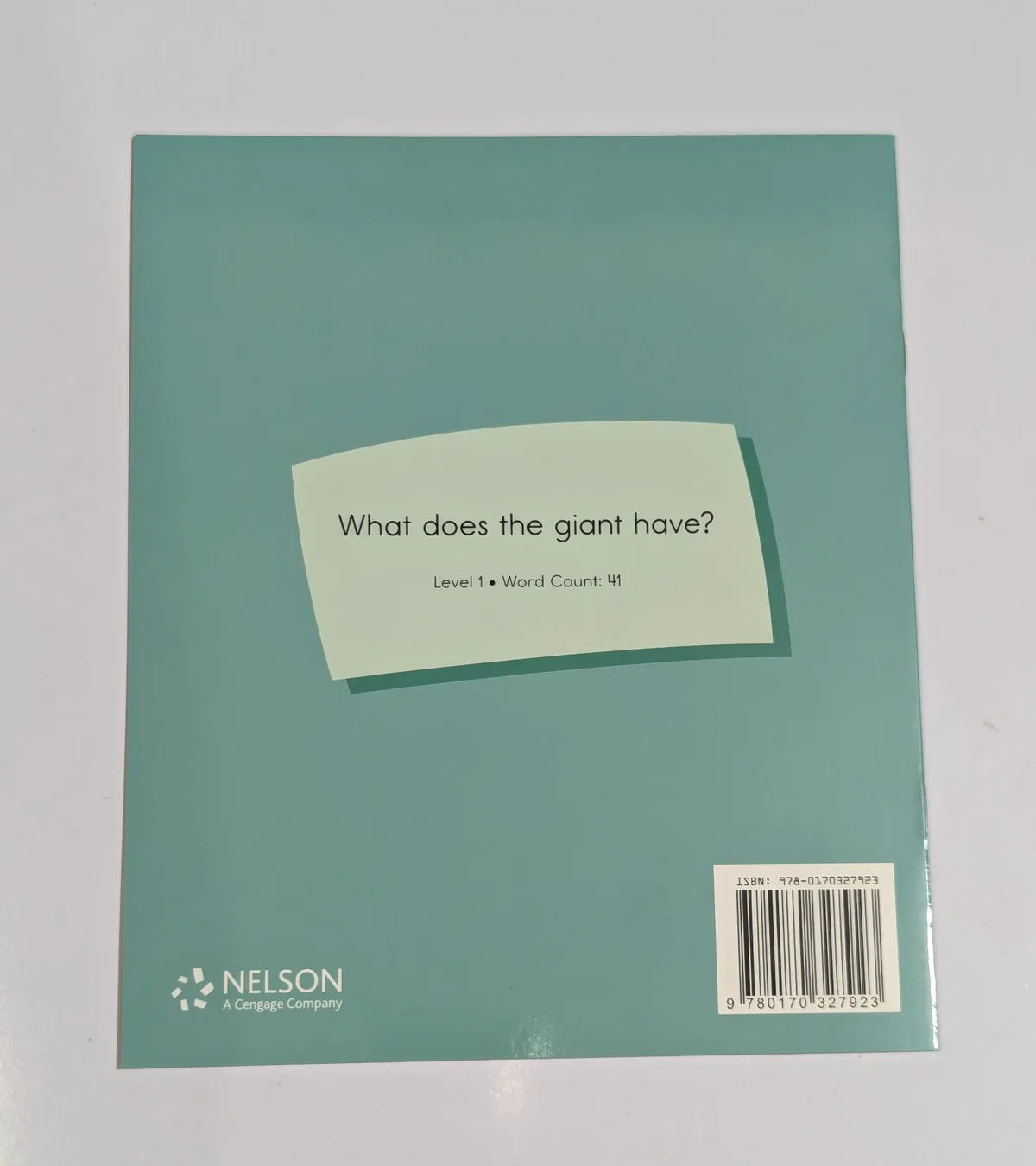 Teal book cover with text and Nelson logo on a light gray background
