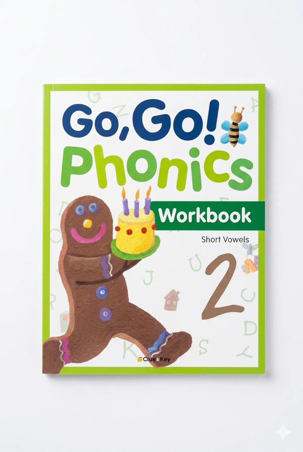 Go, Go! Phonics Workbook 2 for short vowels on a white background