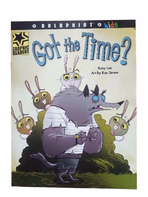 Book cover of 'Got the Time?' with a cartoon wolf and rabbit character on a white background.