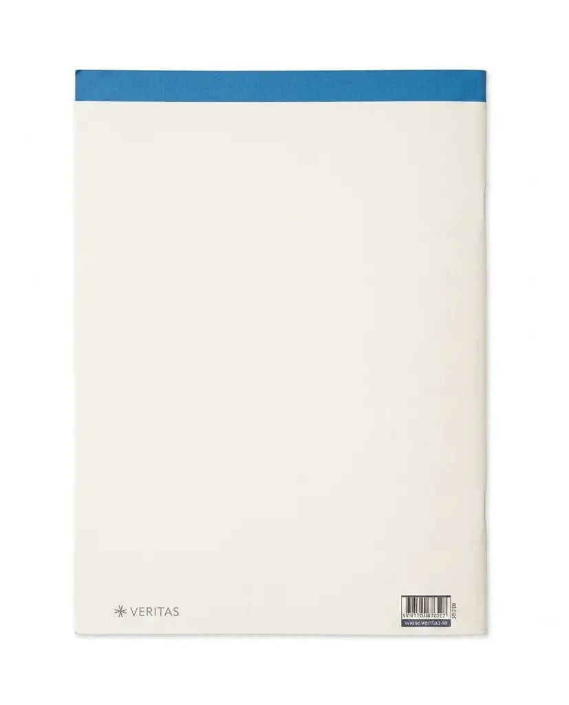 A Veritas paper pad with a cream-colored cover and a blue top border, shown on a plain white background.