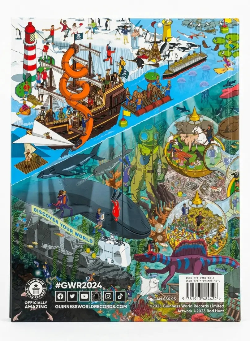 Illustrated calendar with various scenes and characters on a blue background