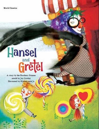 Book cover of 'Hansel and Gretel' with colorful illustrations and character design.