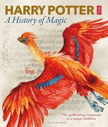 Book cover of 'Harry Potter: A History of Magic' with a phoenix illustration.