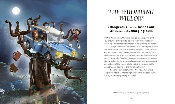 LEGO model of 'The Whomping Willow' from Harry Potter, with descriptive text on the right.
