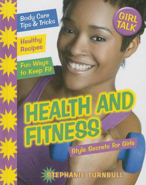 Book cover of 'Health and Fitness' with a girl and health-related text