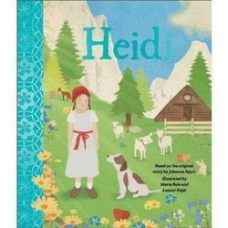 Book cover of 'Heid' with a girl, dog, and mountain landscape