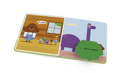 Children's book with cartoon characters on a white background