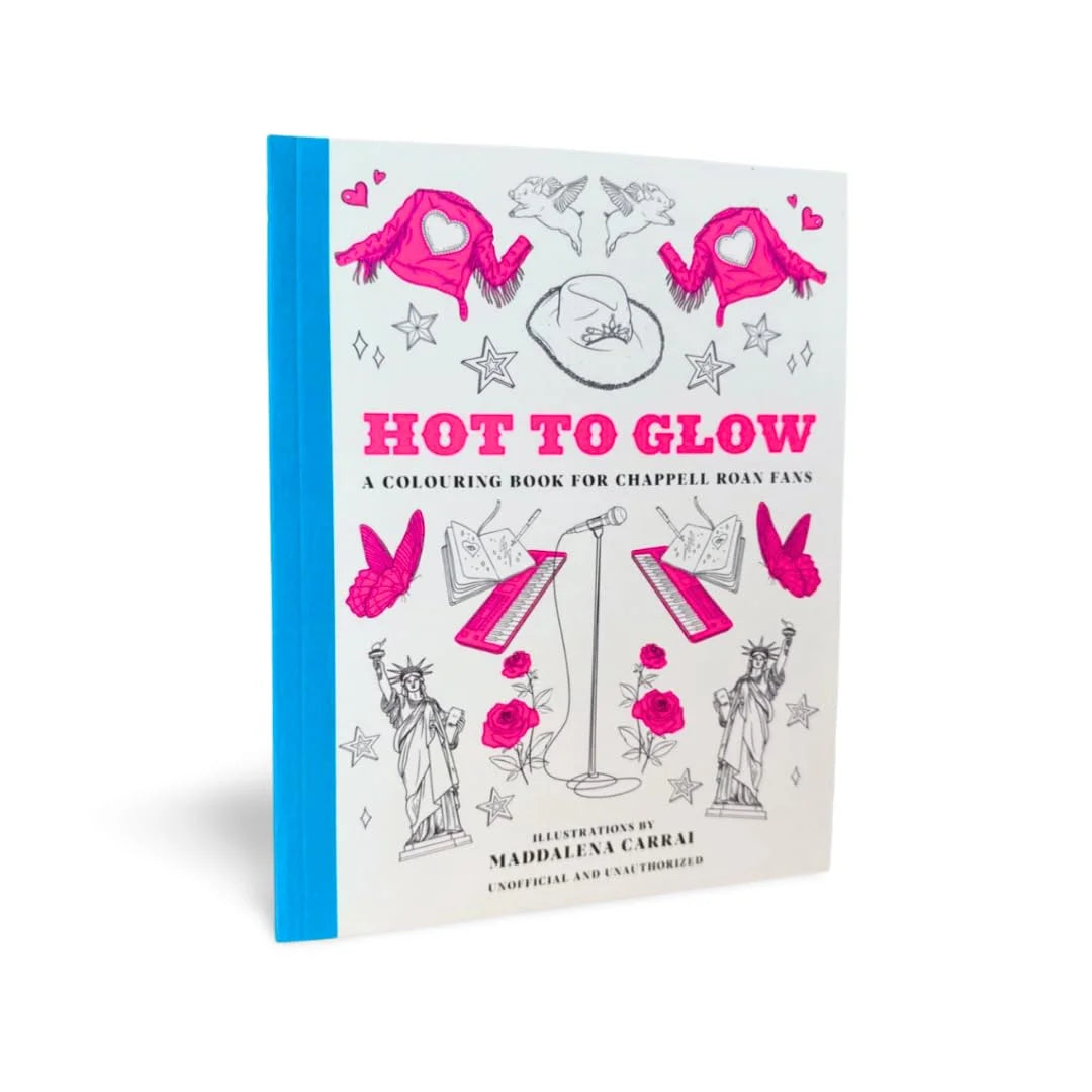 Coloring book titled 'Hot to Glow' with illustrations on a white background
