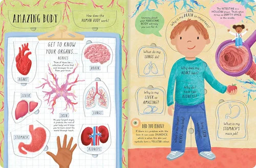 Children's educational book about the human body with illustrations and text.