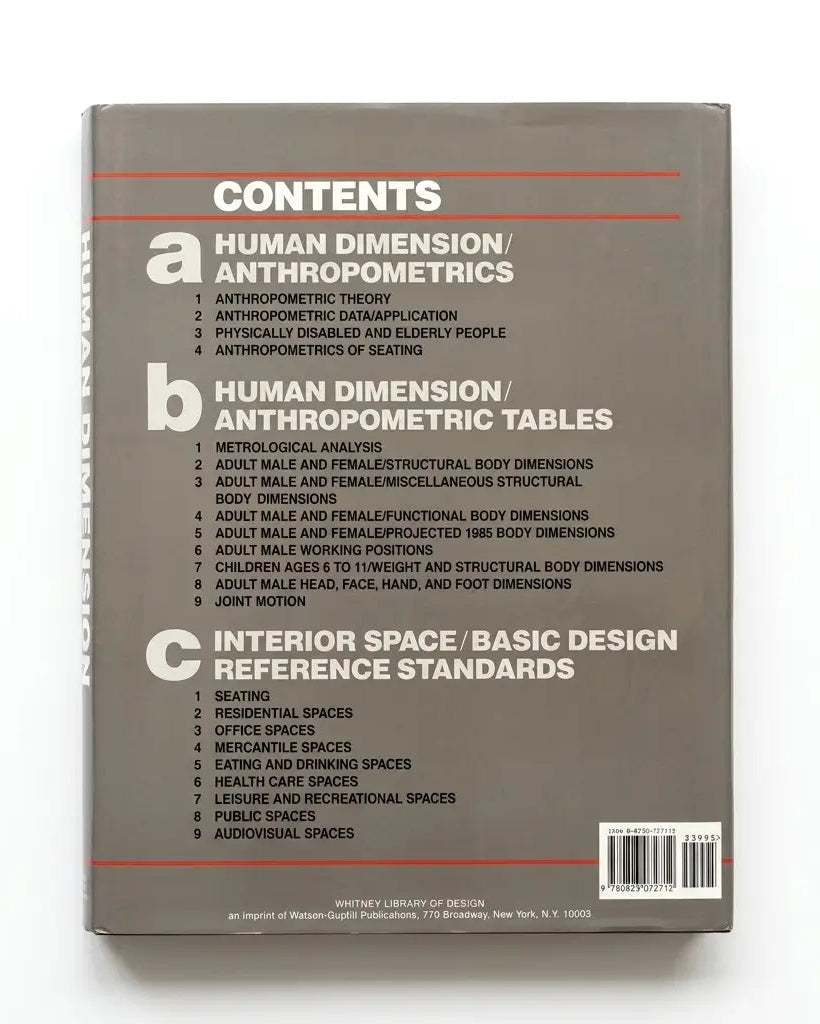 The back cover of a book titled 'Contents' from 'Wiley's Library of Design' by Mottley, showing a structured table of contents on a dark gray background with white text.