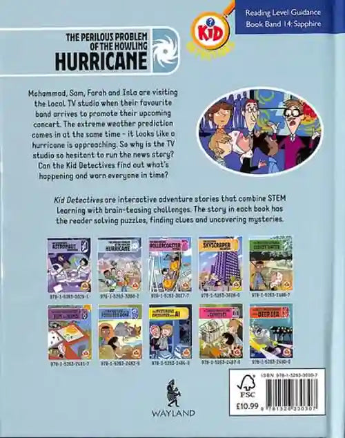 Book back cover with text and images of a TV studio and characters, featuring the Wayland publishing logo.