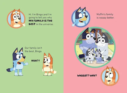 Comic strip with cartoon characters on a green and pink background