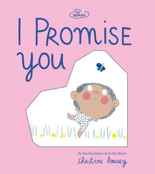 Book cover of 'I Promise You' with a child illustration on a pink background