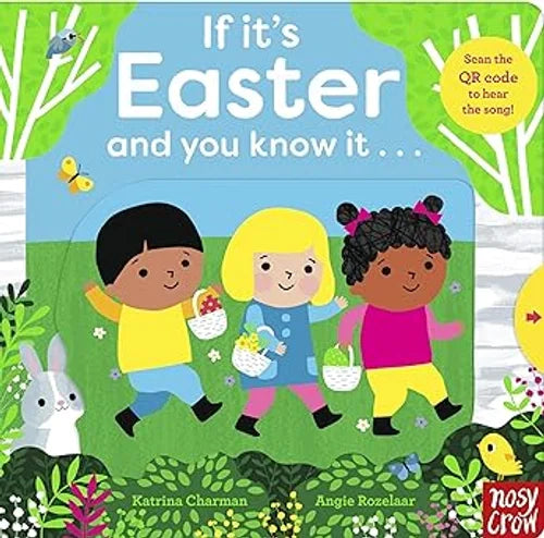 Book cover of 'If it's Easter and you know it' with children and Easter elements.