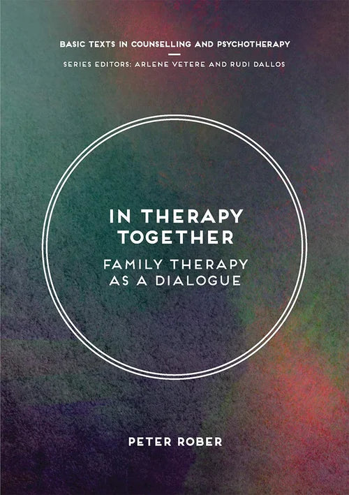 Book cover of 'In Therapy Together: Family Therapy as a Dialogue' with a colorful gradient background.