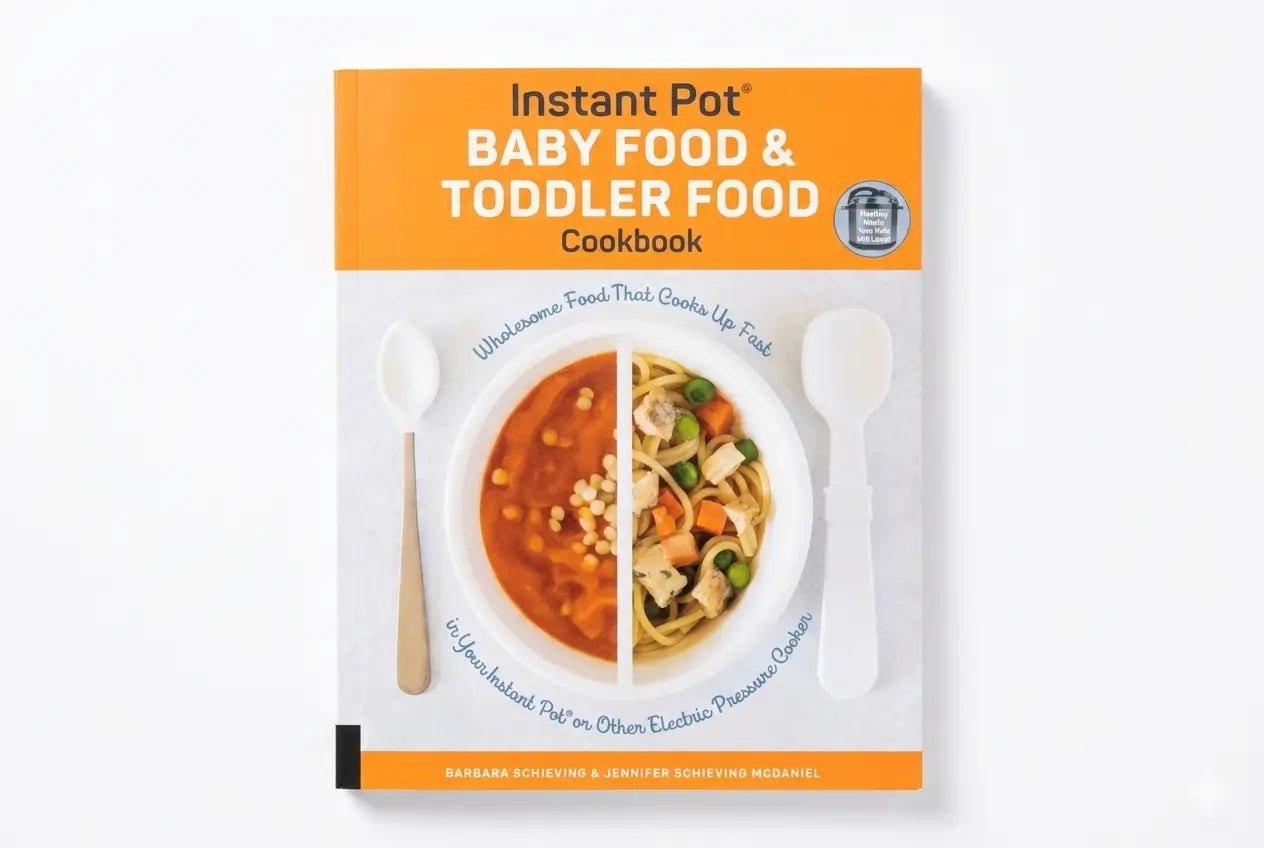 Book titled 'Instant Pot Baby Food & Toddler Food Cookbook' on a white background