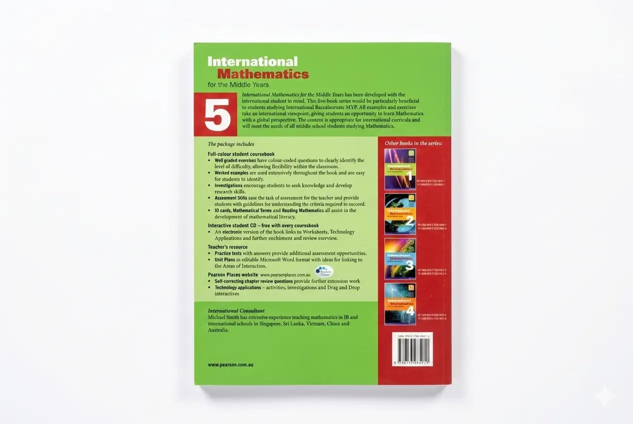 Book cover of 'International Mathematics' for Class 5 on a white background