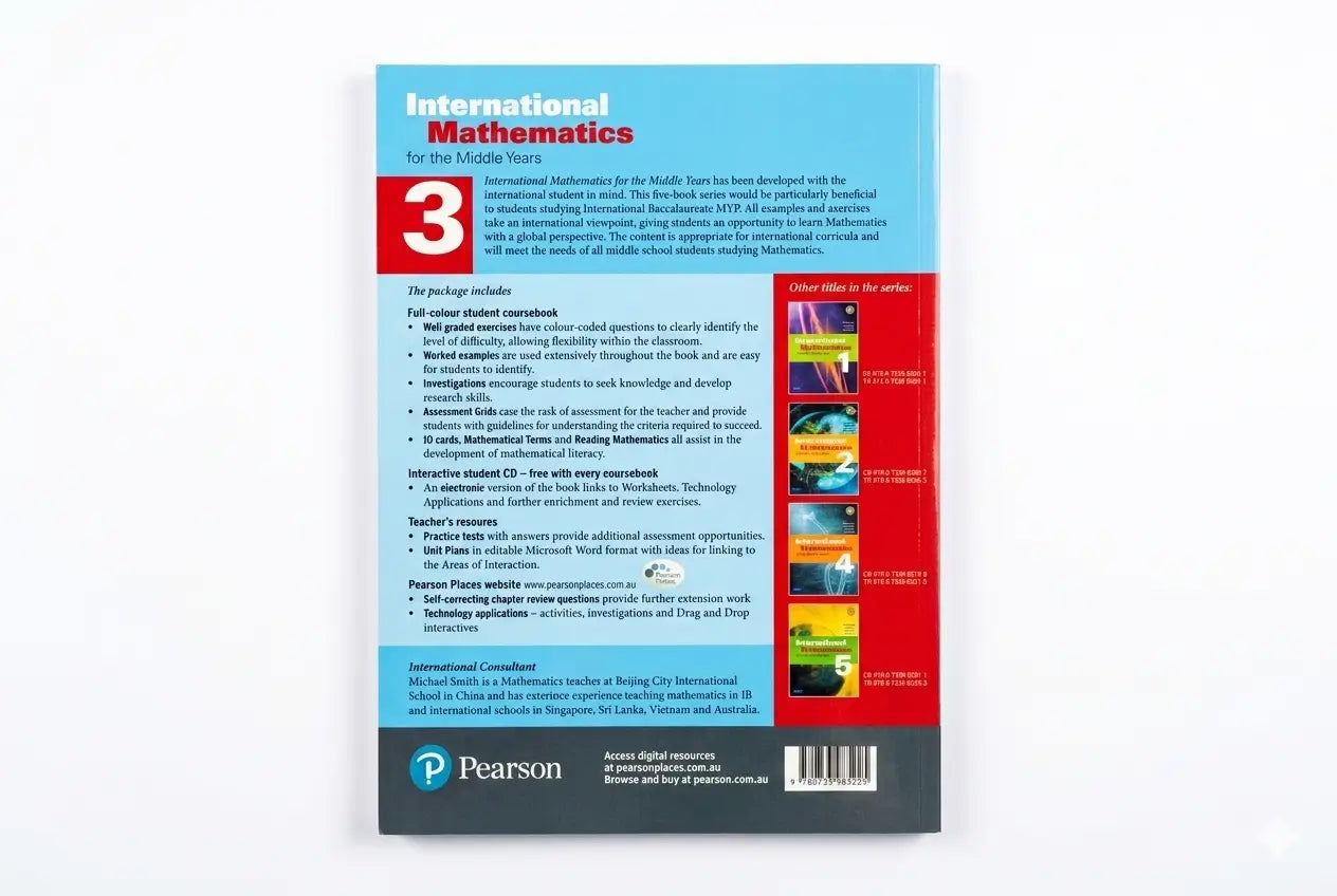 Book cover of 'International Mathematics for the Middle Years 3' by Pearson on a white background