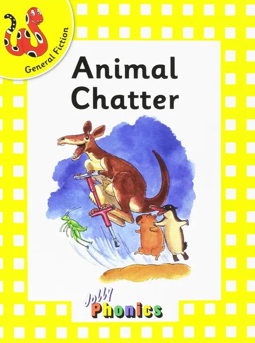 Book cover of 'Animal Chatter' with a kangaroo illustration on a yellow background
