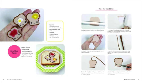 Instructions for making bread-shaped cookies with step-by-step images and text.
