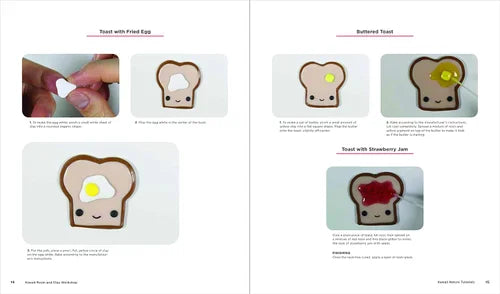 Illustrations of bread cookies with different toppings on a white background