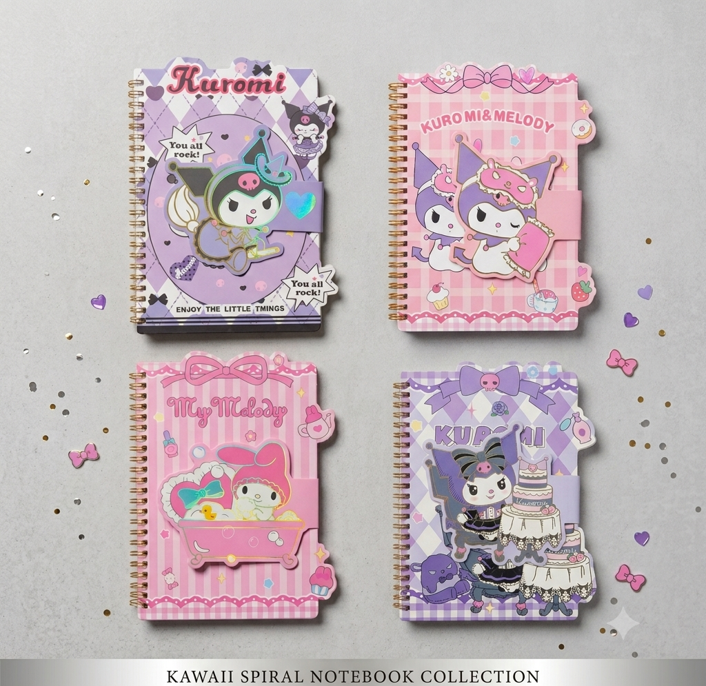 Kuromi & My Melody Collection - Cute Kawaii Spiral Notebook