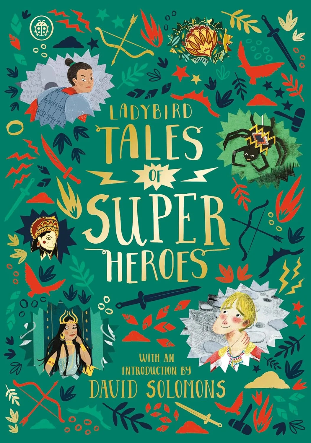 Book cover of 'Tales of Superheroes' by Ladybird with colorful illustrations on a green background.