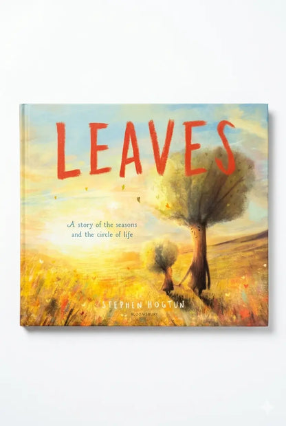 Book cover of 'Leaves' with a tree and autumn colors on a white background