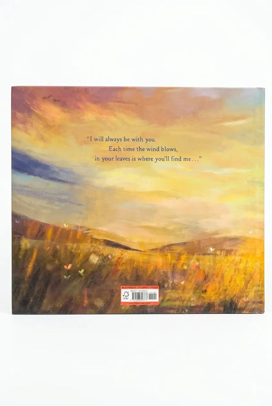 Painting of a landscape with a quote on a white background