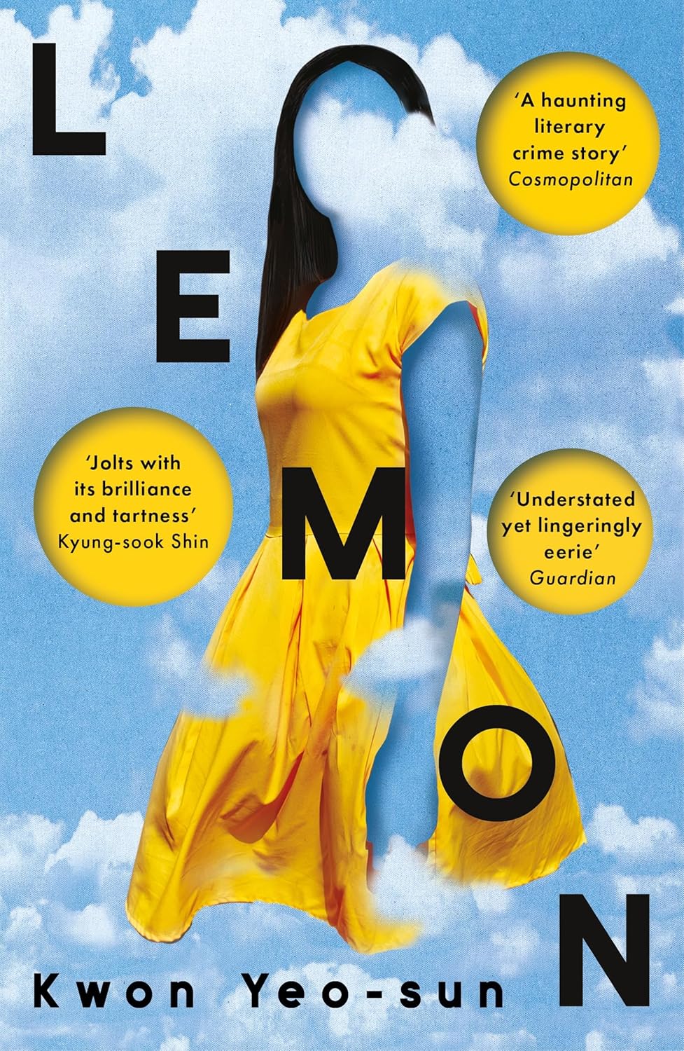 Book cover of 'Lemon' by Kwon Yeo-sun with a woman in a yellow dress against a blue sky.