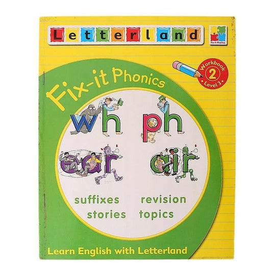 Book cover of 'Fix-it Phonics' by Letterland with colorful letters and illustrations.