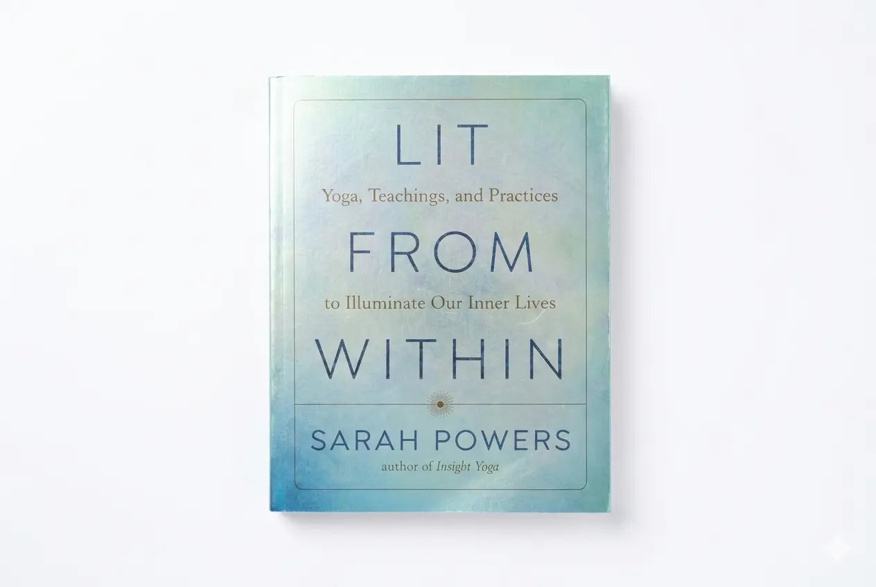 Book titled 'Lit from Within' by Sarah Powers on a white background