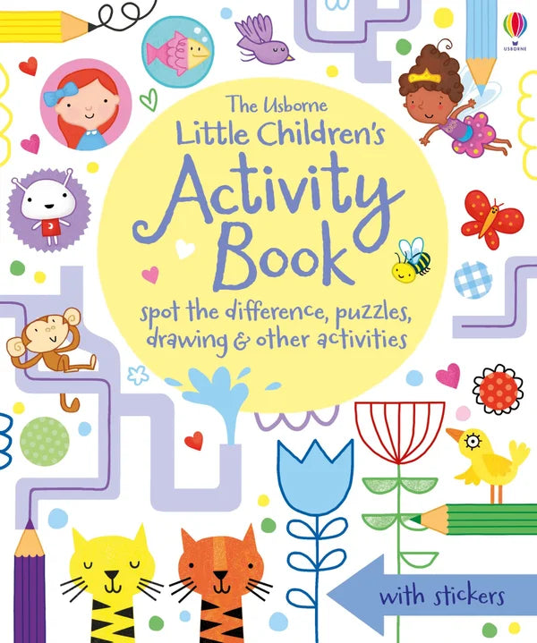 Children's activity book cover with colorful illustrations and text
