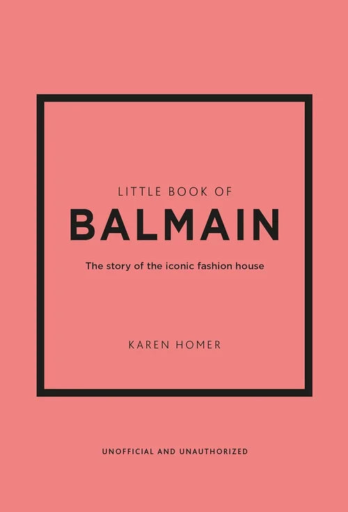 Book cover of 'Little Book of Balmain' by Karen Homer with a pink background and black text.